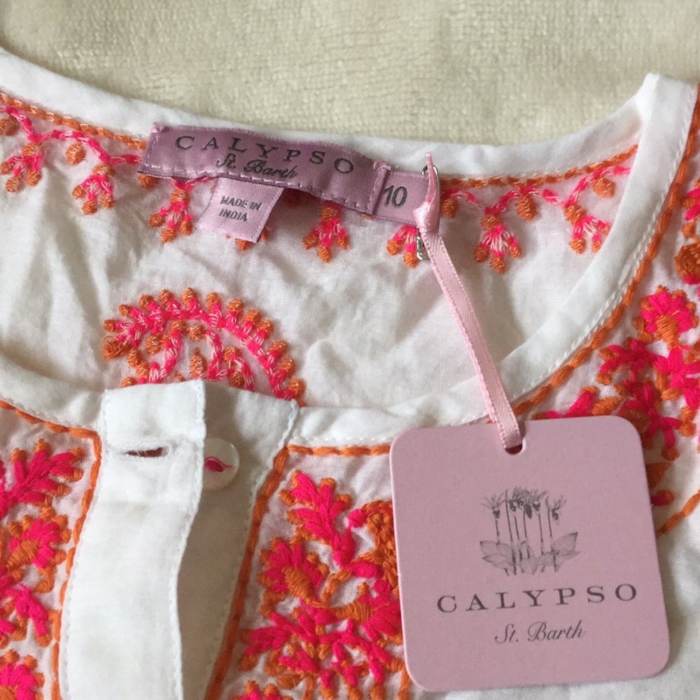 Calypso Girls Cotton voile embroidered top sz10 - Picture 2 of 5